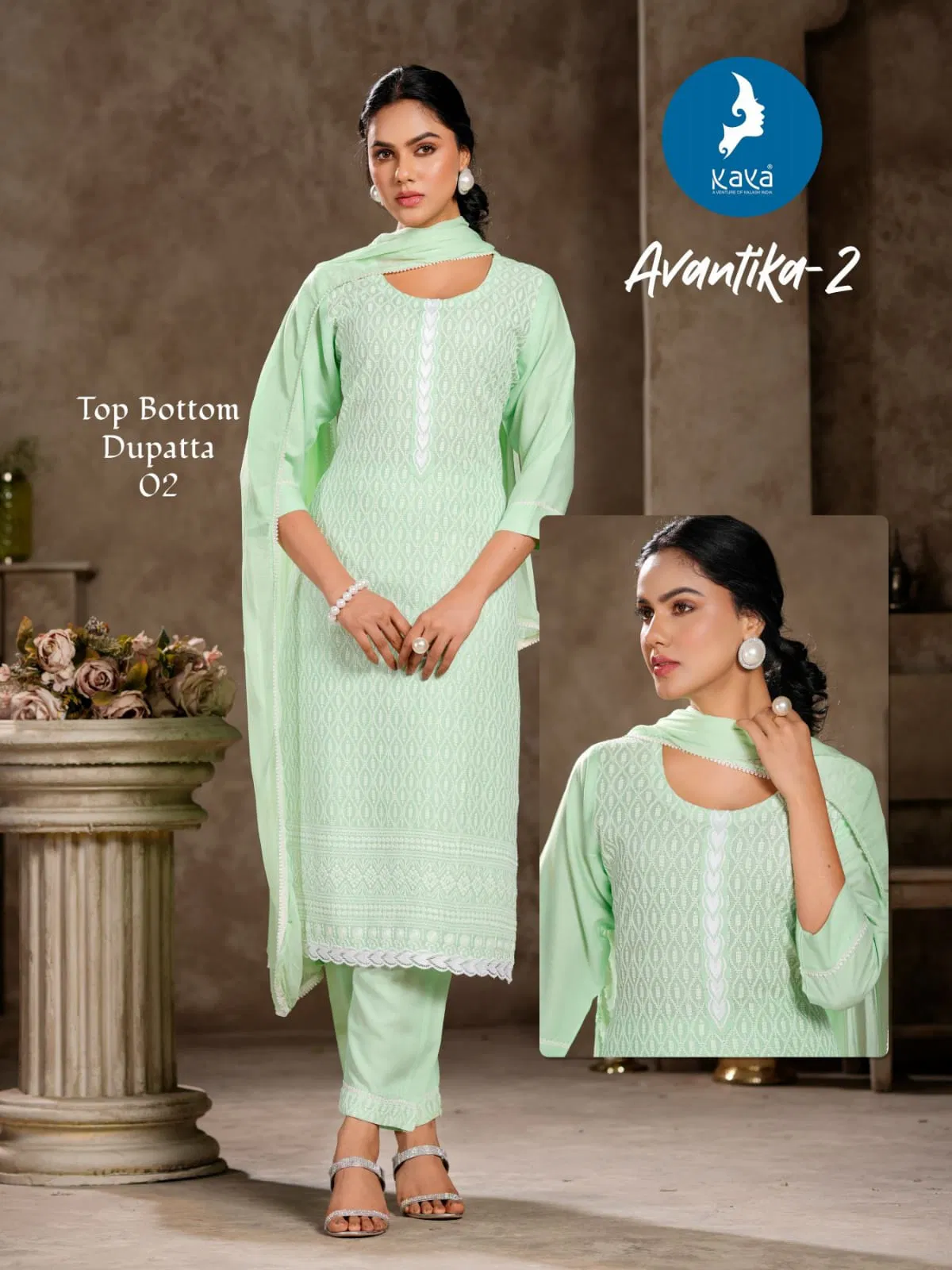 Avantika 2 By Kaya Rayon Kurti With Bottom Dupatta Wholesale In India